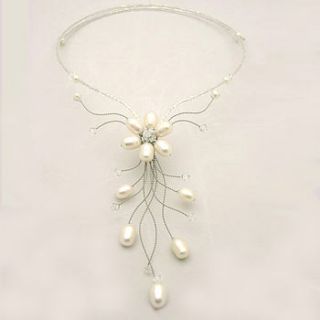 white pearl flower spray necklace by tigerlily jewellery