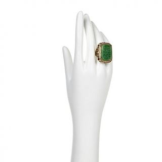 Heidi Daus "Daus Dynasty" Carved Simulated Jade Crystal Statement Ring