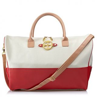 IMAN Global Chic Glam to the Max Canvas & Patent Weekender Duffle