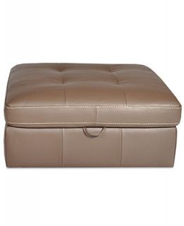 Julius Leather Storage Ottoman, 39W x 39D x 19H   Furniture