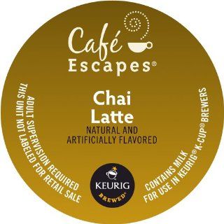 Keurig, Caf&#233 Escapes, Chai Latte, K Cup packs, 0.4 Ounce, 50 Count  Coffee Substitutes  Grocery & Gourmet Food