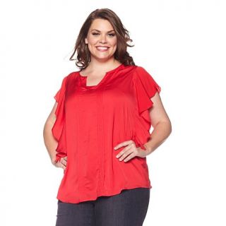 Queen Collection Cascading Ruffle Sleeve Top with Cami