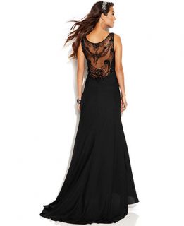 JS Collections Sleeveless Illusion Beaded Gown   Dresses   Women