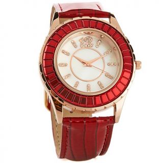 "Jeweled Rose Gold" Leather Strap Watch