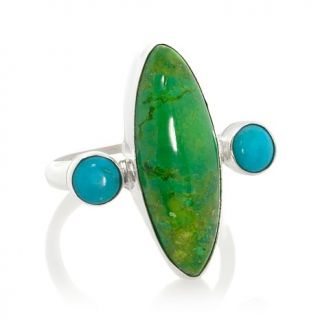 Jay King Lemon Lime Green and Sleeping Beauty Blue Turquoise Sterling Silver Ri