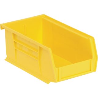 Quantum Storage Heavy Duty Stacking Bins — 7 3/8in. x 4 1/8in. x 3in. Size, Yellow, Carton of 24  Ultra Stack   Hang Bins