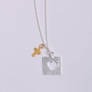 gold cross & silver heart necklace by rochelle shepherd jewels