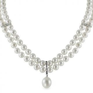 Imperial Pearls 14K Gold Pearl Diamond Double Necklace