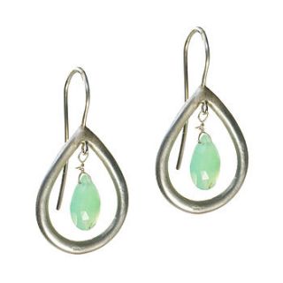 marisa earrings silver and chrysoprase by flora bee