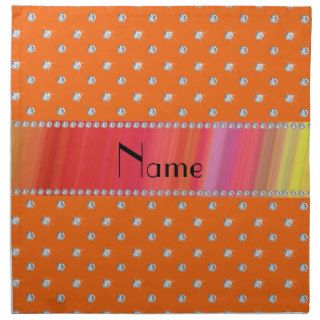 Personalized name orange diamonds napkin