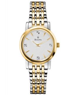 Bulova Womens Diamond Accent Two Tone Stainless Steel Bracelet Watch 38mm 98R167   Watches   Jewelry & Watches