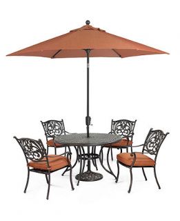 Chateau Outdoor 5 Piece Set 48 Round Dining Table and 4 Dining Chairs   Furniture