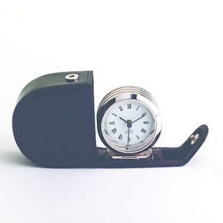 travelling alarm clock in a leather case by inkerman london