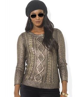 Lauren Jeans Co. Long Sleeve Metallic Cable Knit Sweater   Sweaters   Women