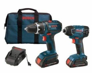 Bosch CLPK232 180 18 Volt Lithium Ion 2 Tool Combo Kit with 1/2 Inch Drill/Driver, Impact Driver, 2 Batteries, Charger and Case   Power Tool Combo Packs  