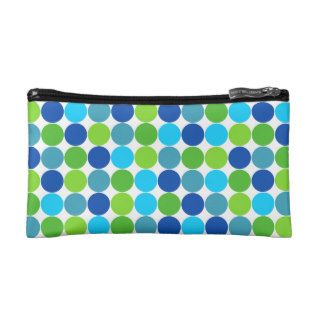 Green and Blue Polka Dot Cosmetic Bag