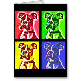 Quad Pop Art Brindle Boxer Card