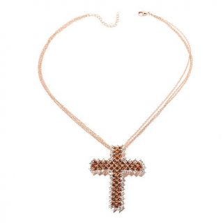 Joan Boyce Crystal Cross Pin/Pendant with 3 Row 16" Chain