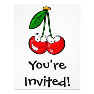 cute silly cartoon character cherries cherry custom invitation