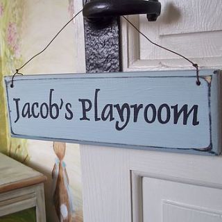 personalised nursery or playroom sign by potting shed designs
