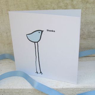 pack of twelve mini bird thanks cards by koodles