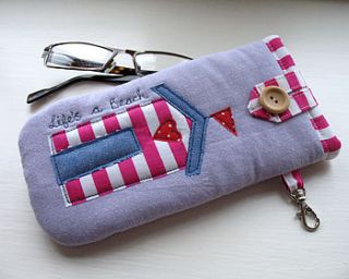 beach hut glasses case by the apple cottage company