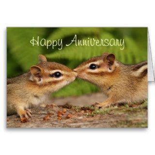 Happy Anniversary Kissing Baby Chipmunks Card