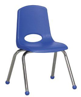 Ecr4kids School Home Indoor Classroom Kids 14" Stack Chair   Chrome Legs Blue, 6 Pack   Dining Chairs