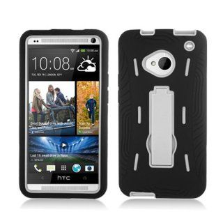 Aimo Wireless HTCM7PCMX228S Guerilla Armor Hybrid Case with Kickstand for HTC One/M7   Retail Packaging   Black/White Cell Phones & Accessories