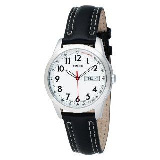 Timex Men's T2N227 Analog Silver Tone Case Black Leather Strap Dress Watch Timex Watches