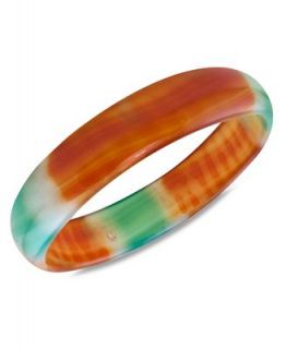 Multicolor Green and Orange Agate Bracelet, Smooth Bangle (12mm)   Bracelets   Jewelry & Watches