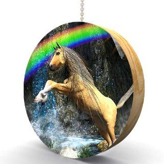 Horse Waterfall Rainbow Hardwood Oak Fan / Light Pull   Ceiling Fan Pull Chain Ornaments