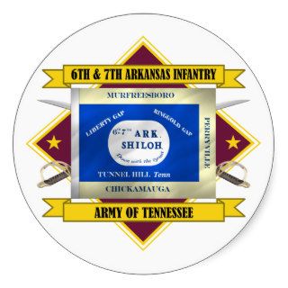 6th & 7th Arkansas Infantry (Flags 3) Round Sticker