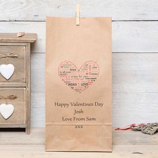 personalised love heart valentine's gift bag by red berry apple