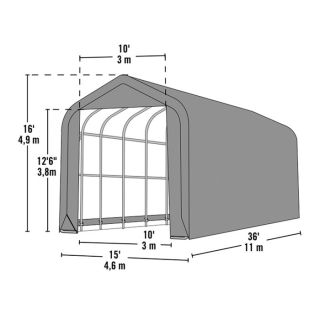 ShelterLogic Peak Style Garage/Storage Shelter — Green, 36ft.L x 14ft.W x 16ft.H, 2 3/8in. Frame, Model# 79441  House Style Instant Garages