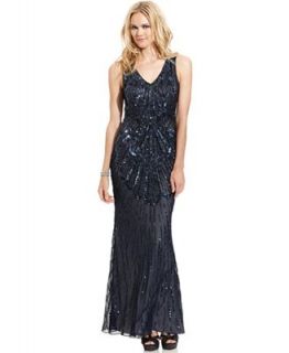 JS Collections Dress, Sleeveless Beaded Sequined Gown   Dresses   Women