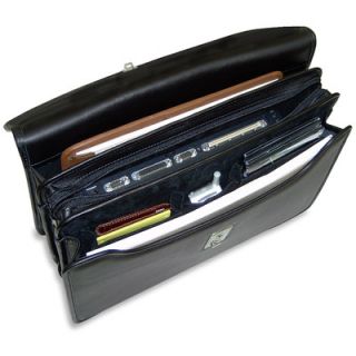 Jack Georges Platinum Triple Gusset Laptop Clasp Leather Briefcase