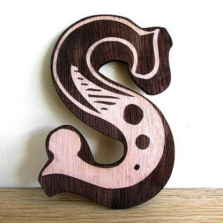 circus style wooden letter by flaming imp