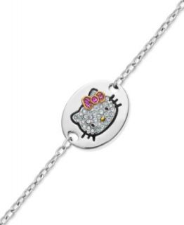 Hello Kitty Sterling Silver Chain and Crystal Kitty Charm Bracelet   Bracelets   Jewelry & Watches