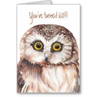 Custom Shocked Funny Little Owl, 60th Birthday Cards
