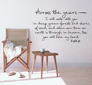 'across the years i will' wall sticker quote by snuggledust studios