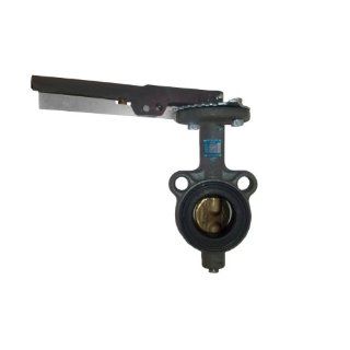 Milwaukee Valve MW222V Series Cast Iron Butterfly Valve, Wafer Style, Nickel Plated Ductile Iron Disc, Viton Seat, Lever Handle, 2" Flanged Industrial Butterfly Valves