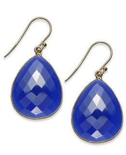 14k Gold over Sterling Silver Earrings, Pear Cut Blue Chalcedony Earrings (20mm x 26mm)   Earrings   Jewelry & Watches