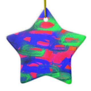 NIGHT LIFE Bold Neon Abstract Watercolor Painting Christmas Ornament