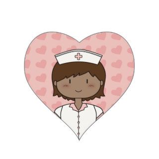 Cute cartoon nurse (brunette) PINK Sticker