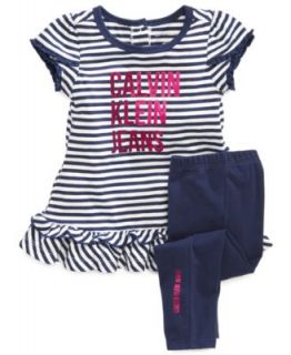 Calvin Klein Baby Girls 2 Piece Ruffle Shirt & Pants Set   Kids