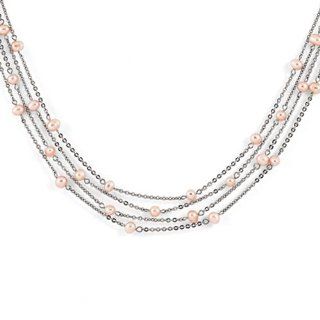 Stainless Steel 4 Strand Freshwater Cultured Pearl Necklace Jewelry