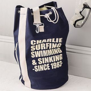 personalised sports or beach duffle bag by sparks clothing