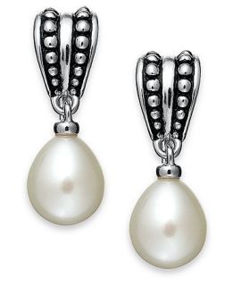 Fresh by Honora Cultured Freshwater Pearl Oval Pallini Earrings in Sterling Silver (8mm)   Earrings   Jewelry & Watches