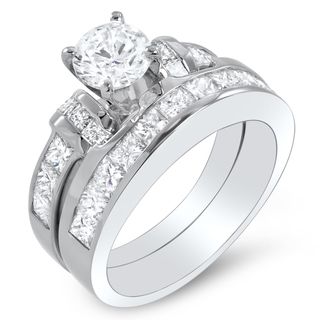 14k White Gold 2 3/4ct TDW Certified Diamond Bridal Ring Set (G H, SI1 SI2) Bridal Sets